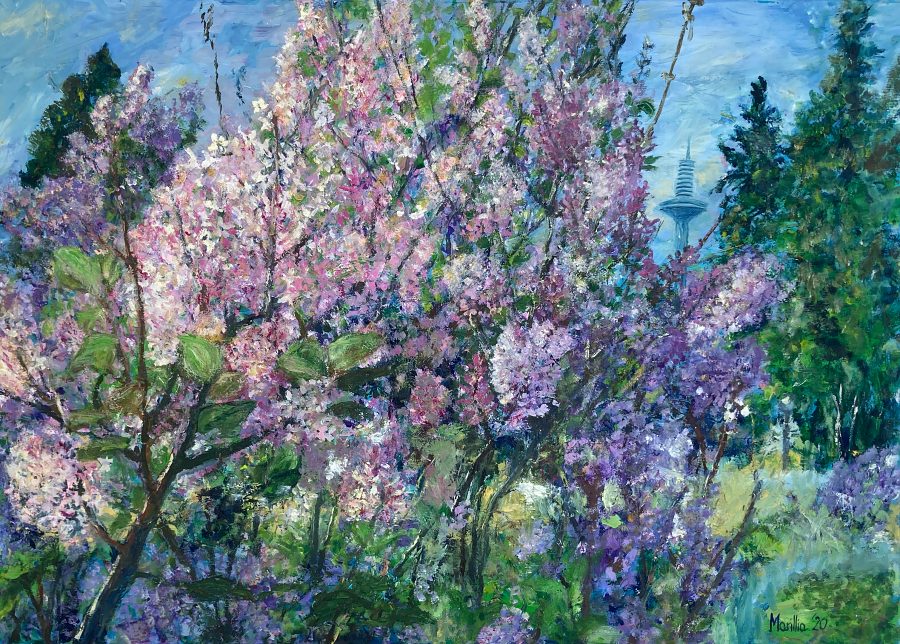 Flieder Palmengarten Frankfurt Ölgemälde Martyna Faupel Flieder Palmengarten Frankfurt Ölgemälde Martyna Faupel