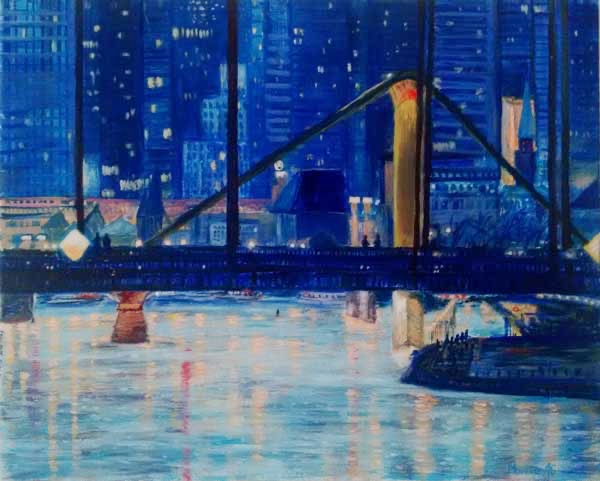 Flößerbrücke Frankfurt Ölgemälde Martyna Faupel Flößerbrücke Frankfurt Ölgemälde Martyna Faupel