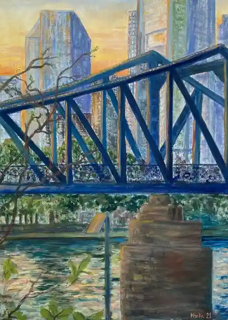 Frankurt Eiserner Steg Ölgemälde Frankurt Eiserner Steg Ölgemälde